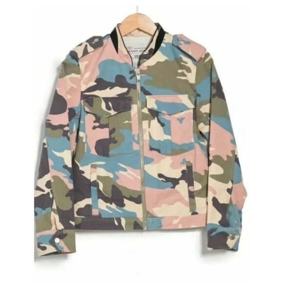 NWT ZADIG & VOLTAIRE Kavy Camo Military Jacket Size 34 Kaki Tutu Camouflage Y2K